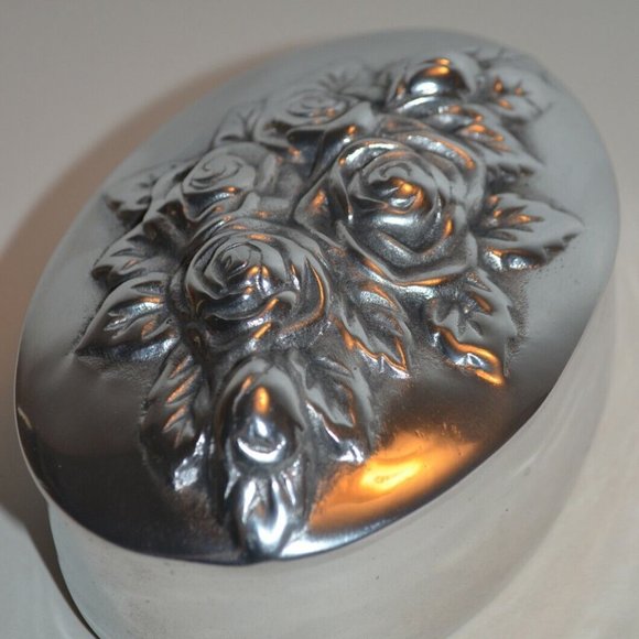 Pewter Mexico Ann Kary AK0947 JEWELERY BOX TRINKETS ALHAJERO ROSES - Picture 7 of 10